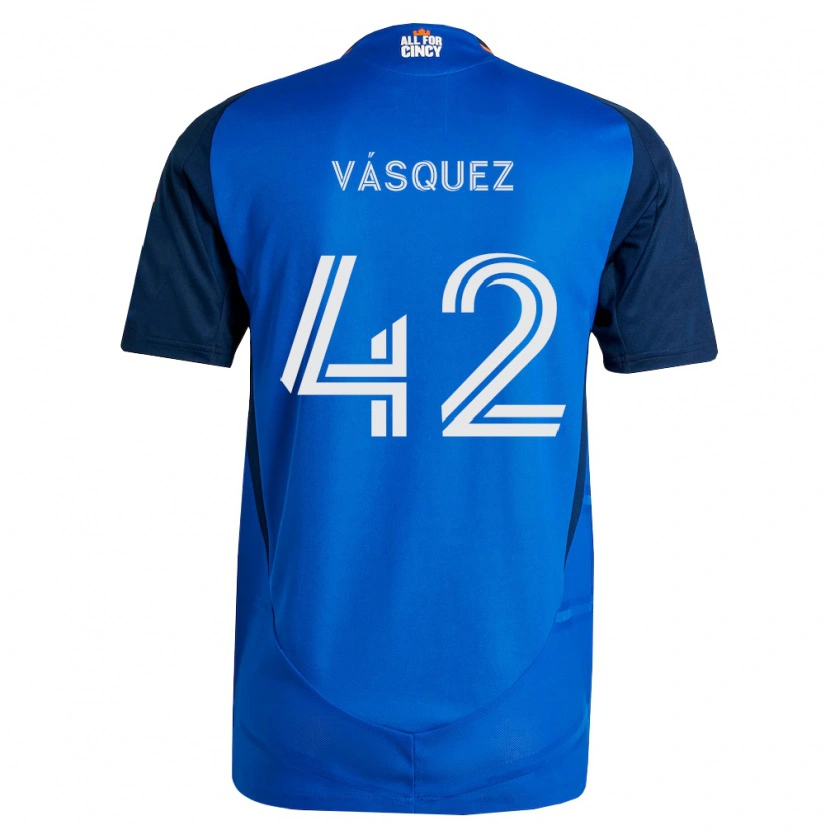 Danxen Mulher Camisola Mathías Vásquez #42 Azul Real Laranja Principal 2026/27 Camisa