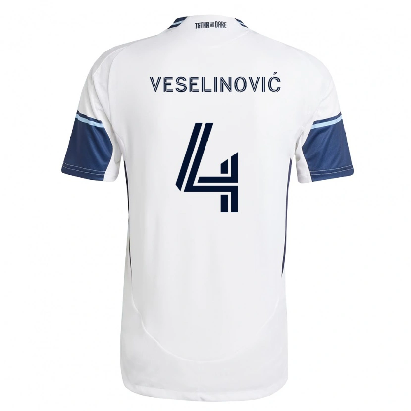Danxen Mulher Camisola Ranko Veselinović #4 Branco Azul Real Principal 2026/27 Camisa