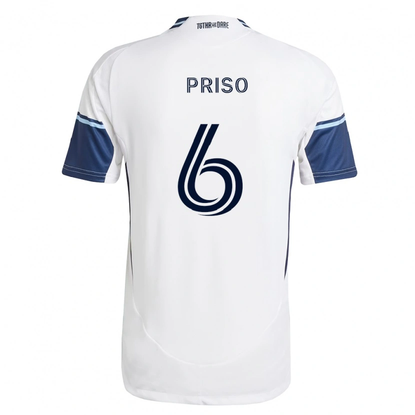 Danxen Mulher Camisola Ralph Priso #6 Branco Azul Real Principal 2026/27 Camisa