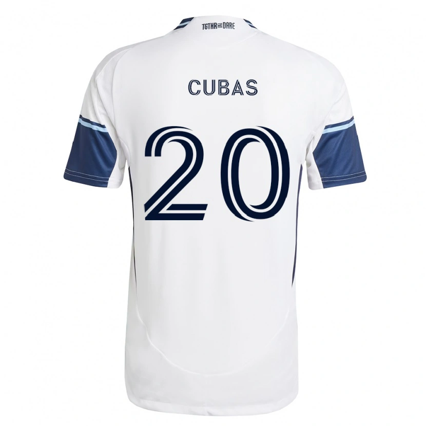 Danxen Mulher Camisola Andrés Cubas #20 Branco Azul Real Principal 2026/27 Camisa