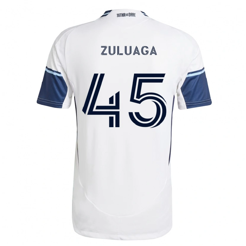 Danxen Mulher Camisola Yeider Zuluaga #45 Branco Azul Real Principal 2026/27 Camisa