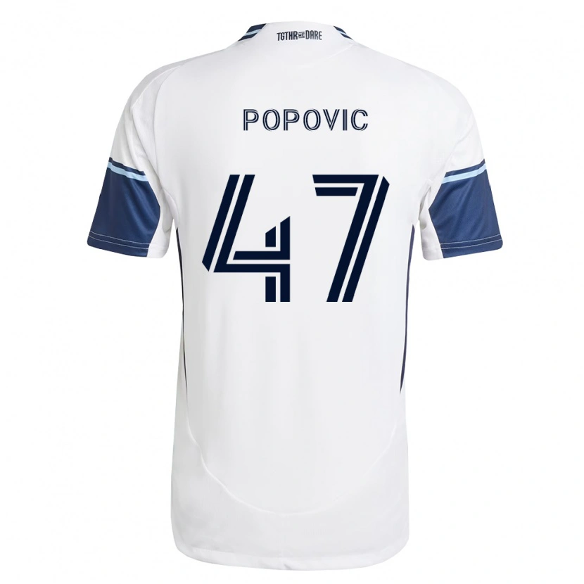 Danxen Mulher Camisola Marko Popović #47 Branco Azul Real Principal 2026/27 Camisa