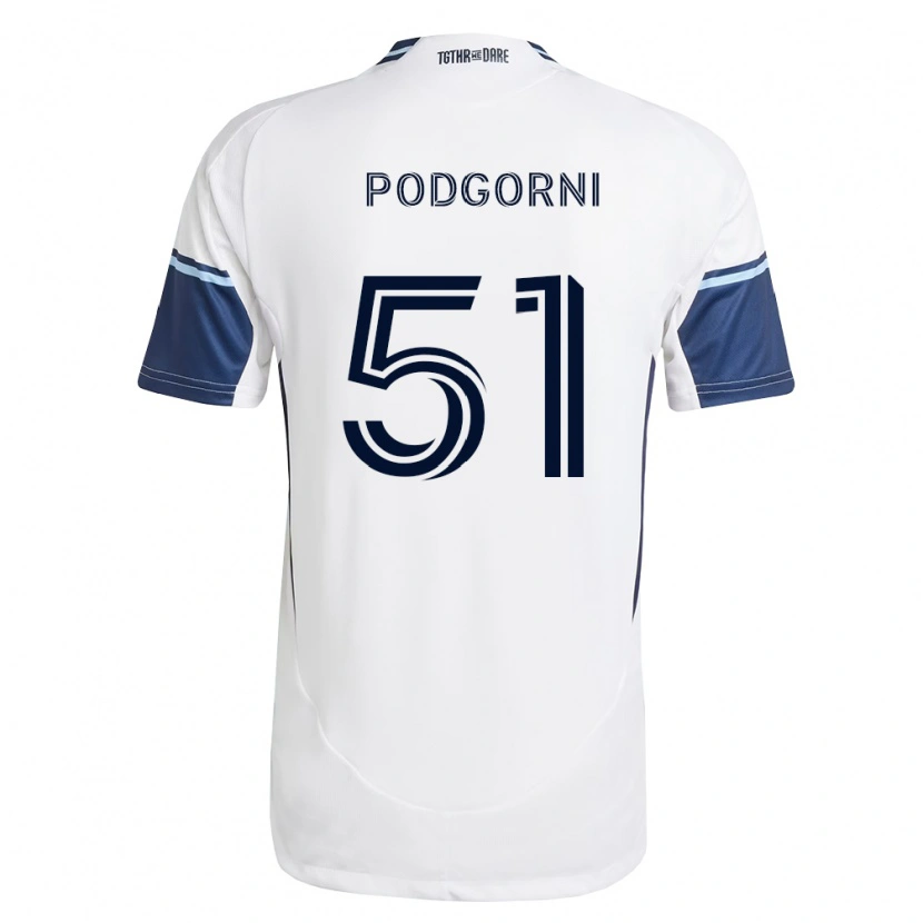 Danxen Mulher Camisola Kevin Podgorni #51 Branco Azul Real Principal 2026/27 Camisa