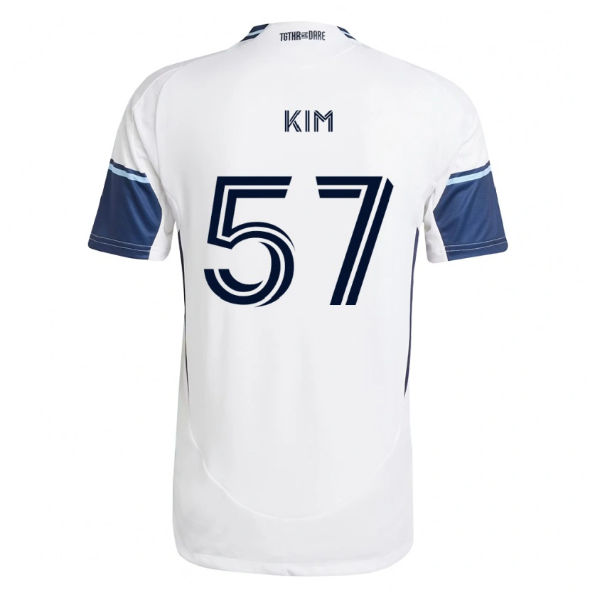 Danxen Mulher Camisola Jayden Kim #57 Branco Azul Real Principal 2026/27 Camisa