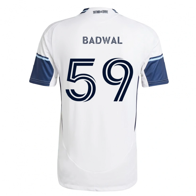 Danxen Mulher Camisola Jeevan Badwal #59 Branco Azul Real Principal 2026/27 Camisa