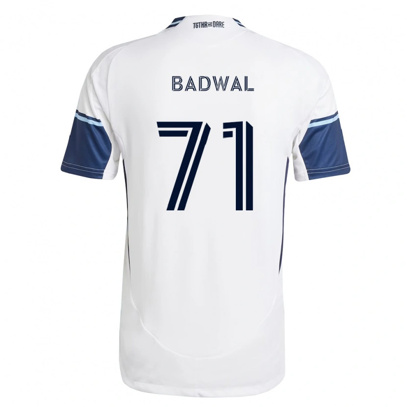 Danxen Mulher Camisola Manav Badwal #71 Branco Azul Real Principal 2026/27 Camisa