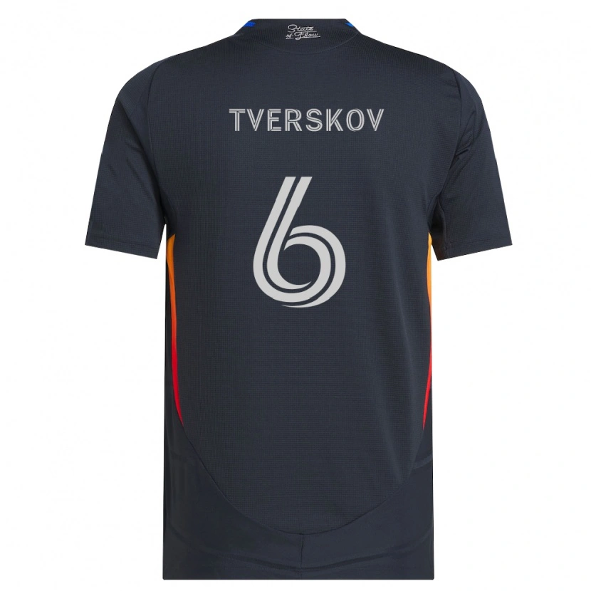 Danxen Mulher Camisola Jeppe Tverskov #6 Cinza Escuro Vermelho Principal 2026/27 Camisa