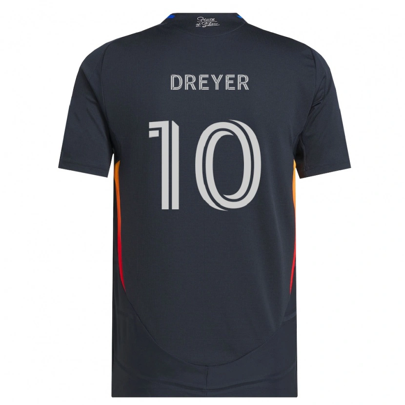 Danxen Mulher Camisola Anders Dreyer #10 Cinza Escuro Vermelho Principal 2026/27 Camisa