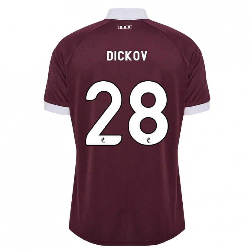 Danxen Mulher Camisola Sam Dickov #28 Branco Borgonha Principal 2026/27 Camisa