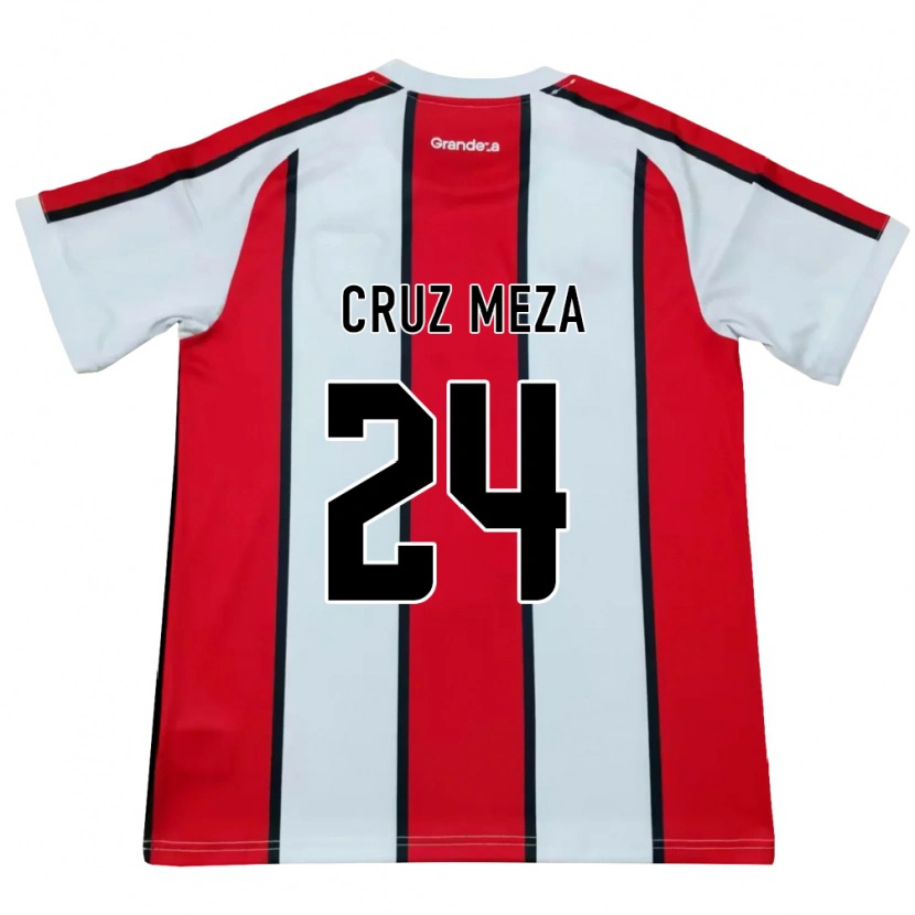 Danxen Mulher Camisola Juan Cruz Meza #24 Branco Vermelho Preto Alternativa 2026/27 Camisa