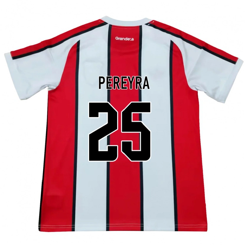 Danxen Mulher Camisola Lautaro Pereyra #25 Branco Vermelho Preto Alternativa 2026/27 Camisa