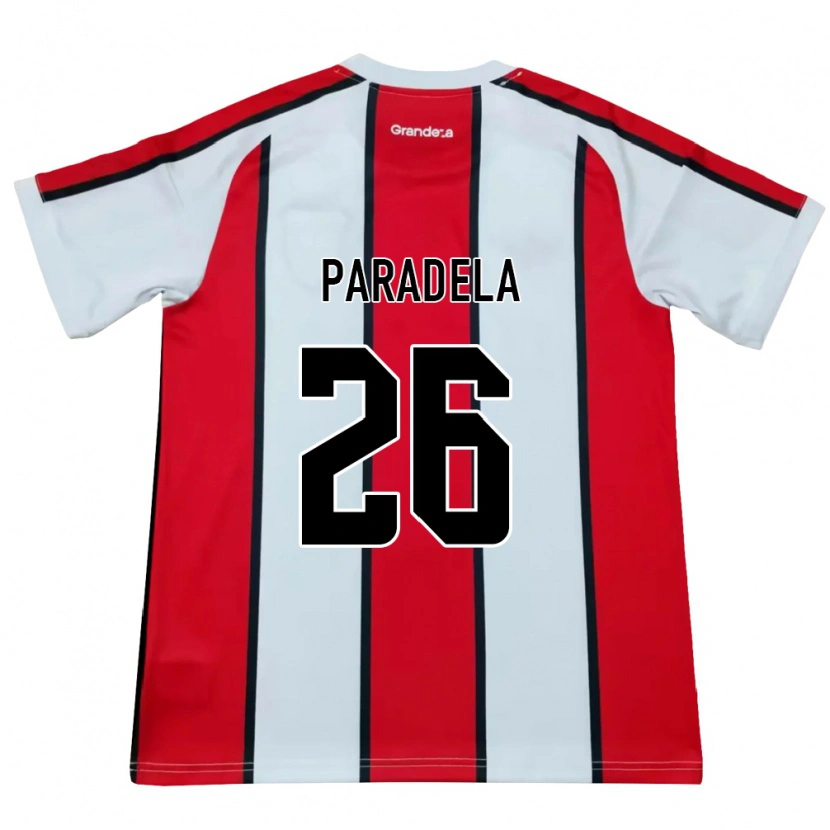 Danxen Mulher Camisola Jose Paradela #26 Branco Vermelho Preto Alternativa 2026/27 Camisa