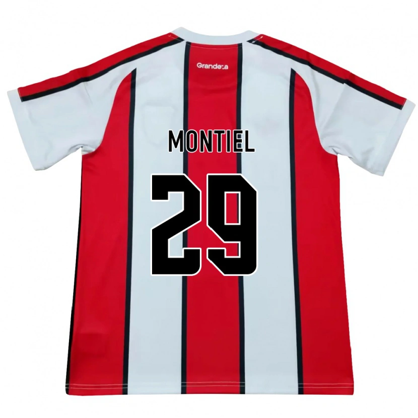 Danxen Mulher Camisola Gonzalo Montiel #29 Branco Vermelho Preto Alternativa 2026/27 Camisa