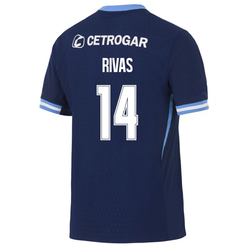 Danxen Mulher Camisola Lautaro Rivas #14 Azul Real Azul Claro Branco Alternativa 2026/27 Camisa