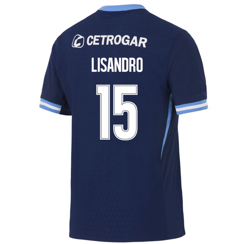 Danxen Mulher Camisola Lisandro Lopez #15 Azul Real Azul Claro Branco Alternativa 2026/27 Camisa
