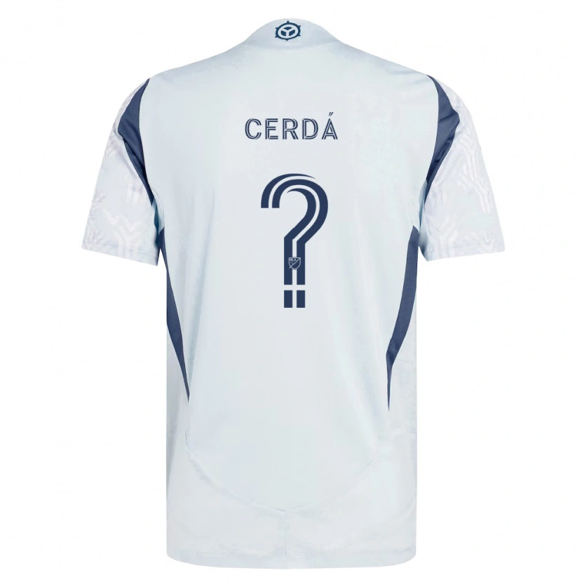Danxen Mulher Camisola Adrián Cerdá #0 Azul Branco Cinza Alternativa 2026/27 Camisa