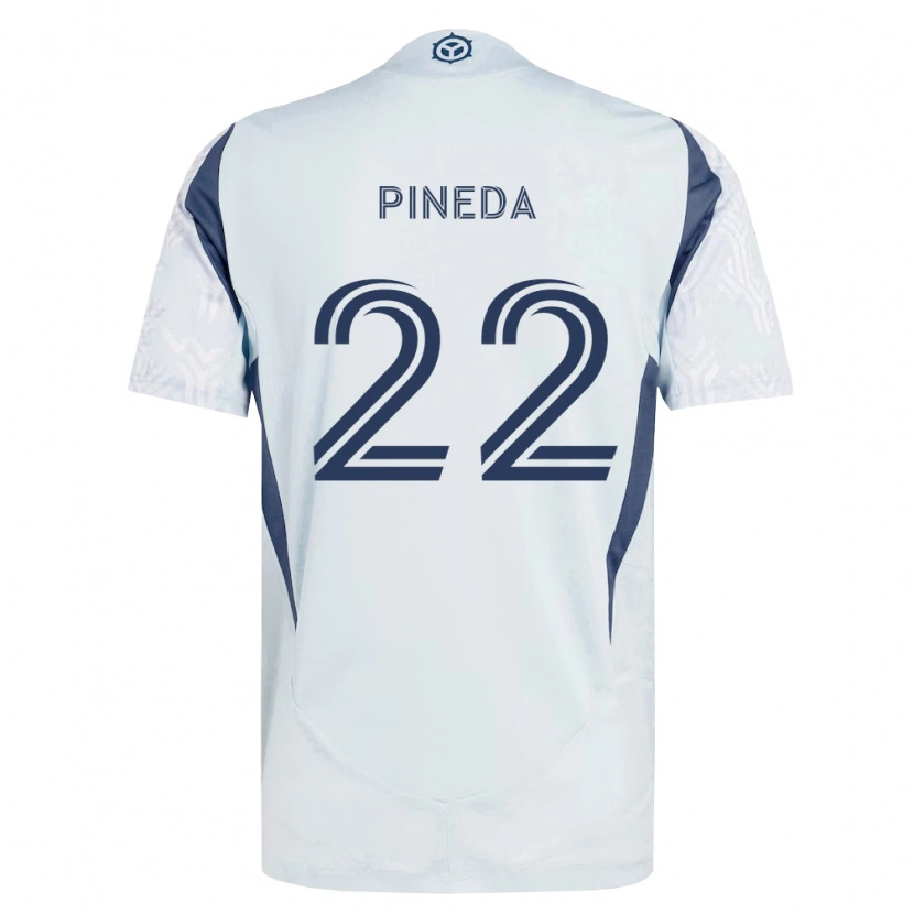 Danxen Mulher Camisola Mauricio Pineda #22 Azul Branco Cinza Alternativa 2026/27 Camisa