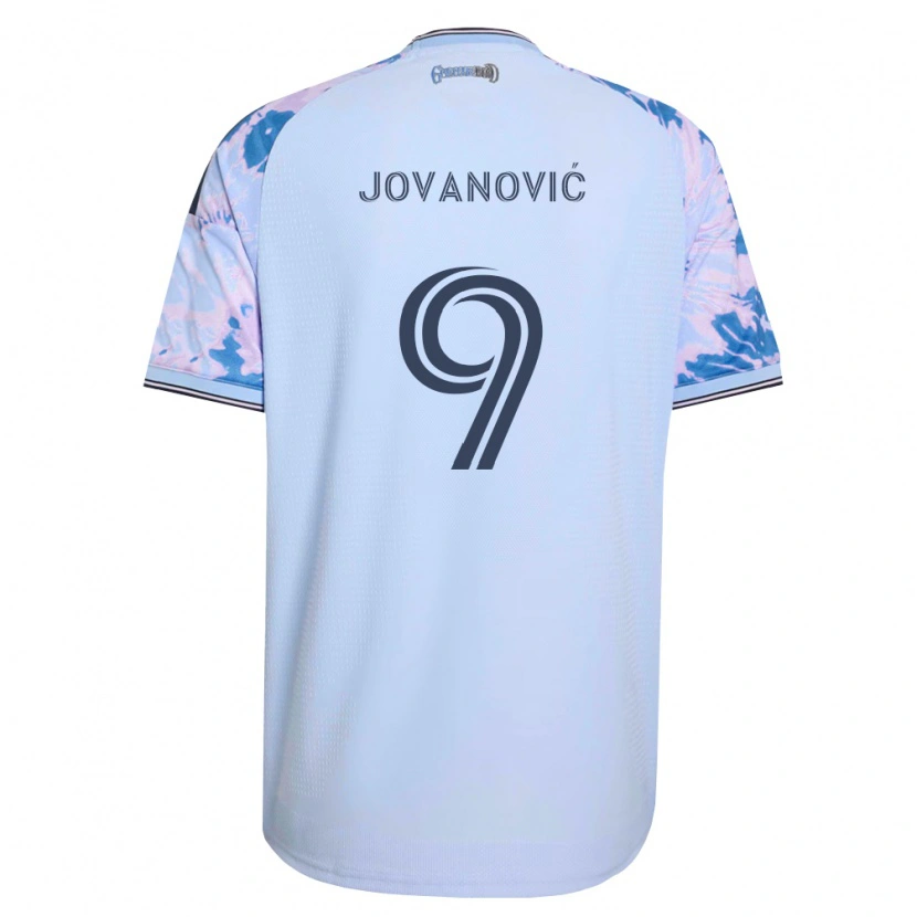 Danxen Mulher Camisola Luka Jovanović #9 Azul Real Branco Preto Alternativa 2026/27 Camisa