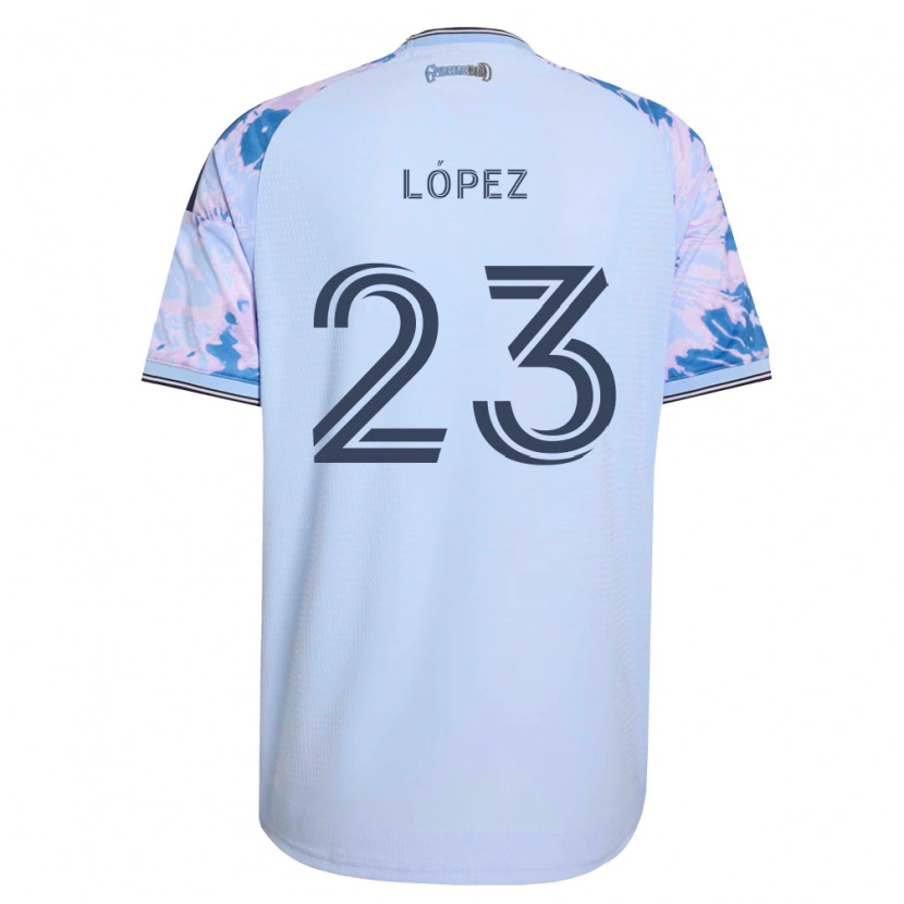Danxen Mulher Camisola Hernán López #23 Azul Real Branco Preto Alternativa 2026/27 Camisa