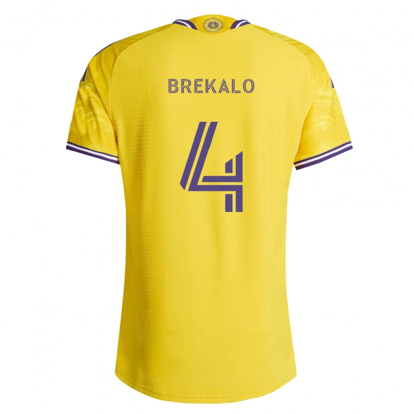 Danxen Mulher Camisola David Brekalo #4 Roxo Amarelo Alternativa 2026/27 Camisa