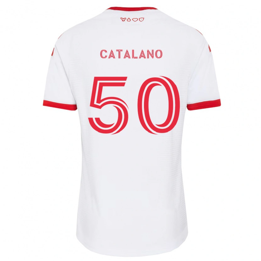 Danxen Mulher Camisola Gianluca Catalano #50 Branco Vermelho Preto Alternativa 2026/27 Camisa