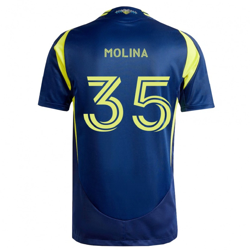 Danxen Mulher Camisola Malachi Molina #35 Amarelo Azul Marinho Alternativa 2026/27 Camisa