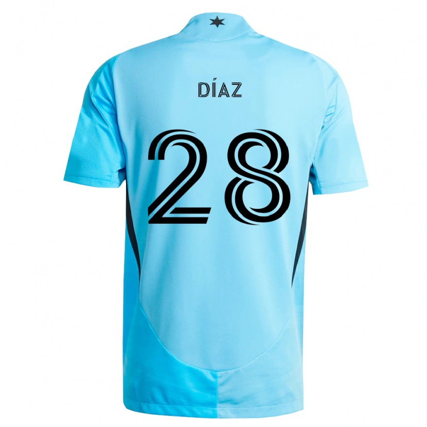 Danxen Mulher Camisola Jefferson Díaz #28 Azul Claro Preto Alternativa 2026/27 Camisa