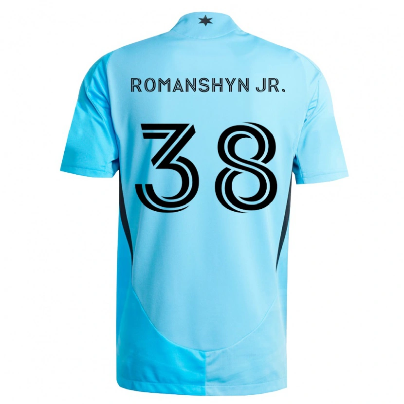 Danxen Mulher Camisola Kage Romanshyn Jr. #38 Azul Claro Preto Alternativa 2026/27 Camisa
