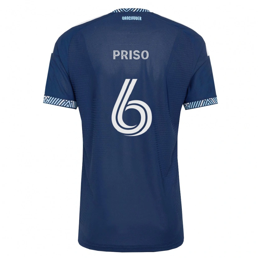 Danxen Mulher Camisola Ralph Priso #6 Azul Profundo Branco Alternativa 2026/27 Camisa