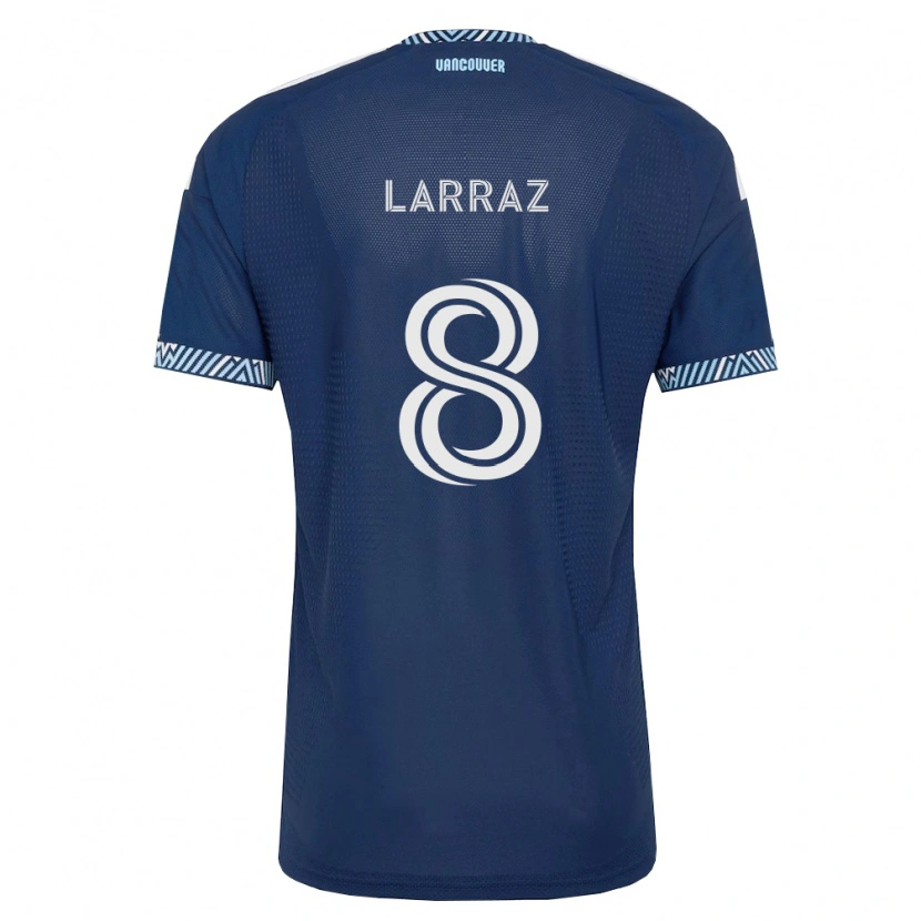 Danxen Mulher Camisola Oliver Larraz #8 Azul Profundo Branco Alternativa 2026/27 Camisa