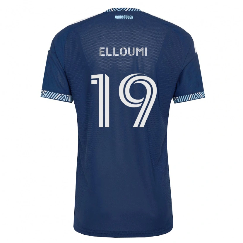 Danxen Mulher Camisola Rayan Elloumi #19 Azul Profundo Branco Alternativa 2026/27 Camisa
