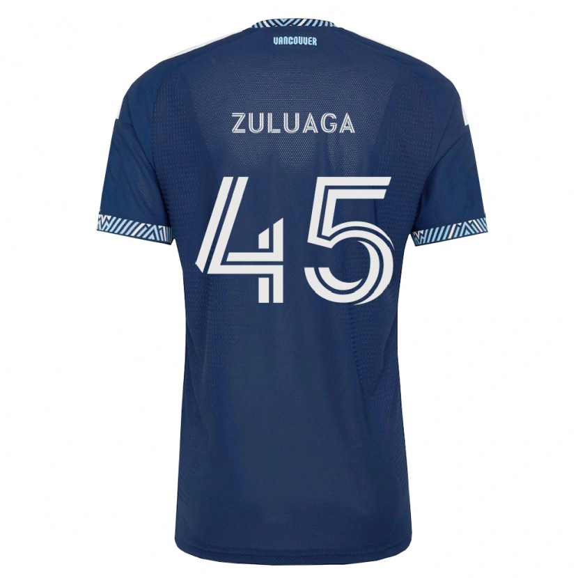 Danxen Mulher Camisola Yeider Zuluaga #45 Azul Profundo Branco Alternativa 2026/27 Camisa