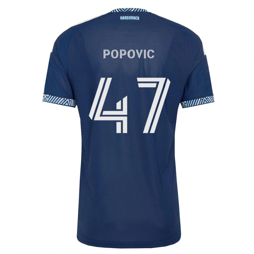 Danxen Mulher Camisola Marko Popović #47 Azul Profundo Branco Alternativa 2026/27 Camisa