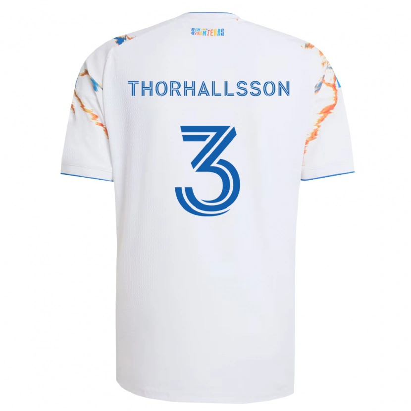 Danxen Mulher Camisola Dagur Dan Thórhallsson #3 Branco Laranja Azul Alternativa 2026/27 Camisa
