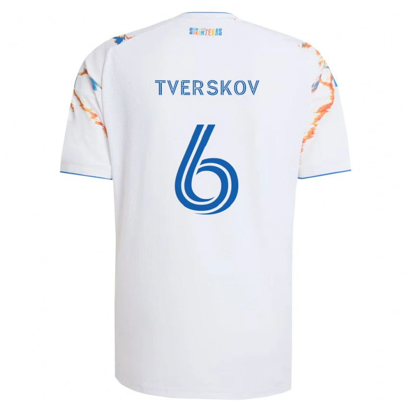Danxen Mulher Camisola Jeppe Tverskov #6 Branco Laranja Azul Alternativa 2026/27 Camisa