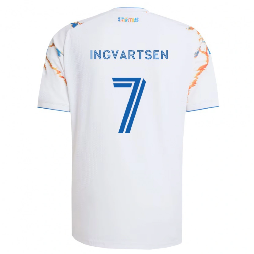 Danxen Mulher Camisola Marcus Ingvartsen #7 Branco Laranja Azul Alternativa 2026/27 Camisa