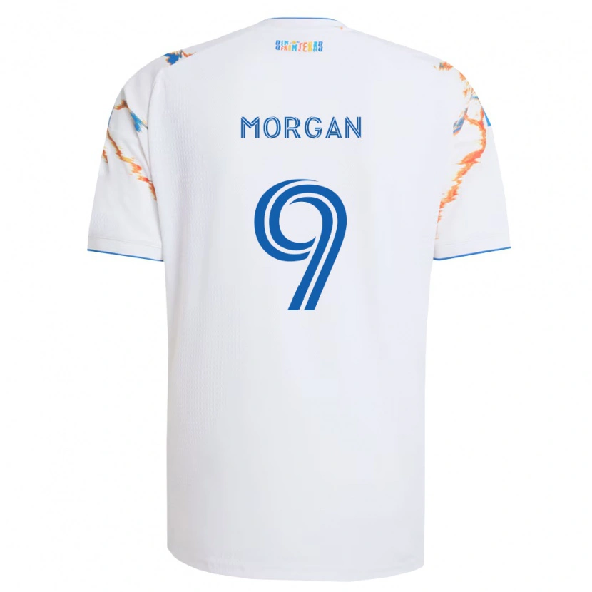 Danxen Mulher Camisola Lewis Morgan #9 Branco Laranja Azul Alternativa 2026/27 Camisa