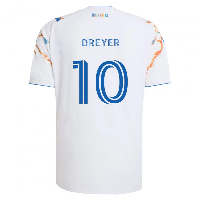 Danxen Mulher Camisola Anders Dreyer #10 Branco Laranja Azul Alternativa 2026/27 Camisa