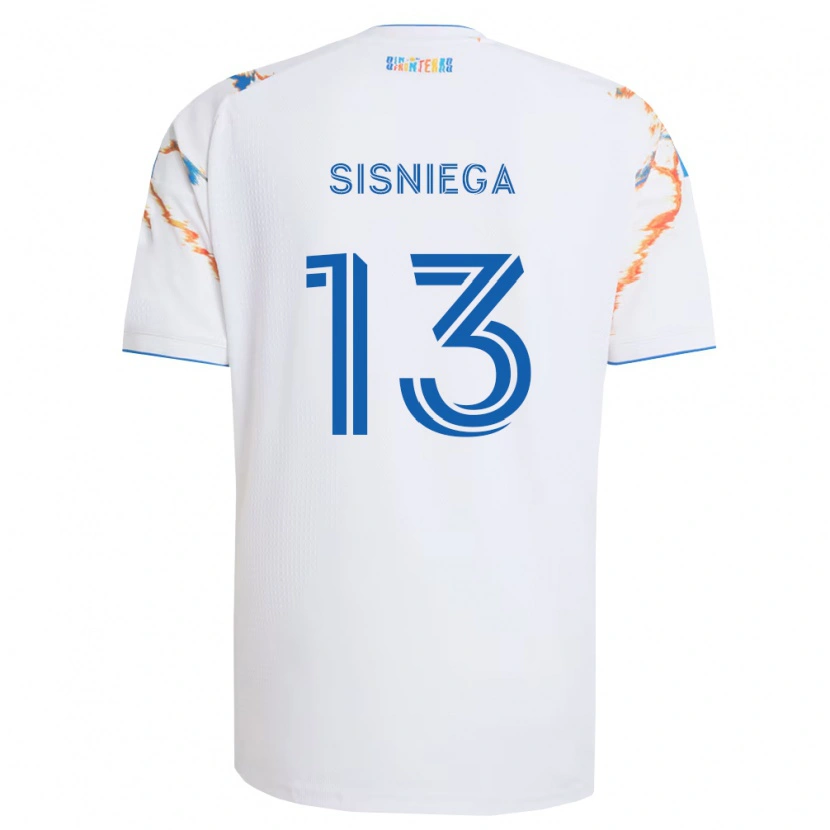 Danxen Mulher Camisola Pablo Sisniega #13 Branco Laranja Azul Alternativa 2026/27 Camisa