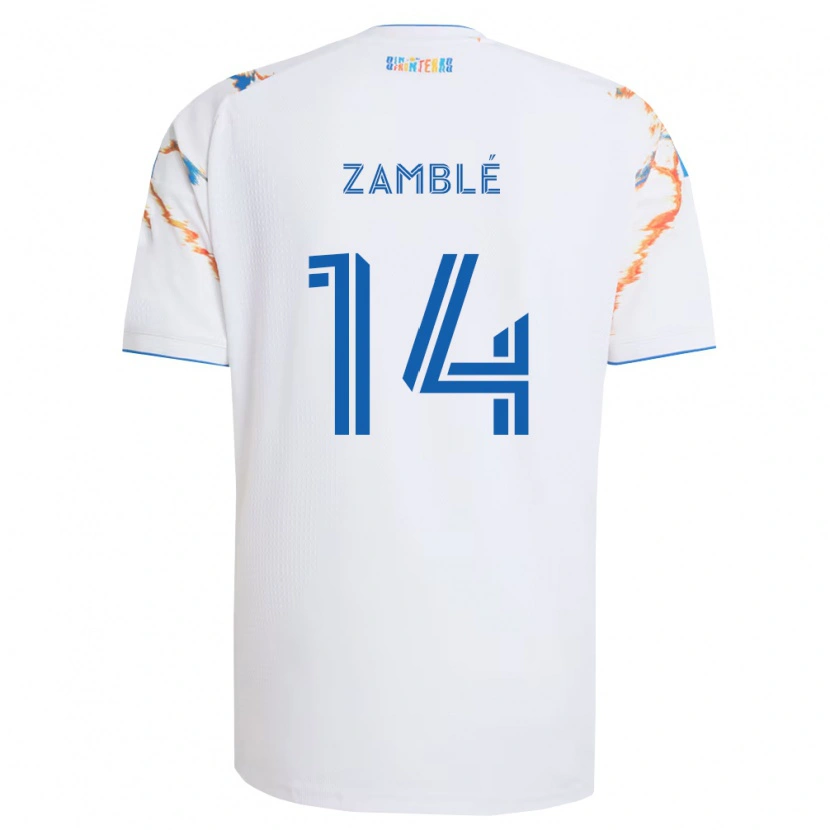 Danxen Mulher Camisola Bryan Zamblé #14 Branco Laranja Azul Alternativa 2026/27 Camisa