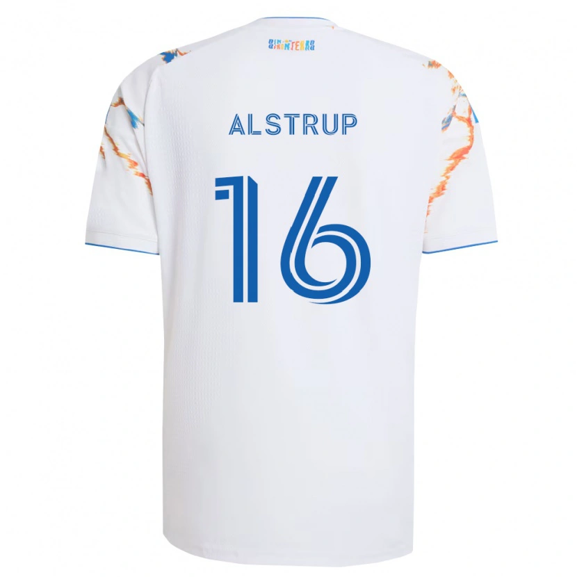 Danxen Mulher Camisola Marcus Alstrup #16 Branco Laranja Azul Alternativa 2026/27 Camisa