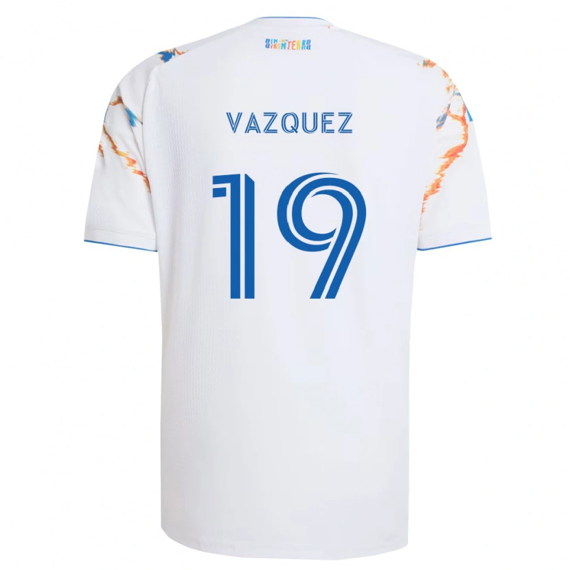 Danxen Mulher Camisola David Vazquez #19 Branco Laranja Azul Alternativa 2026/27 Camisa