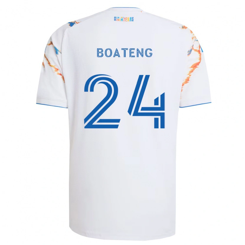 Danxen Mulher Camisola Emmanuel Boateng #24 Branco Laranja Azul Alternativa 2026/27 Camisa