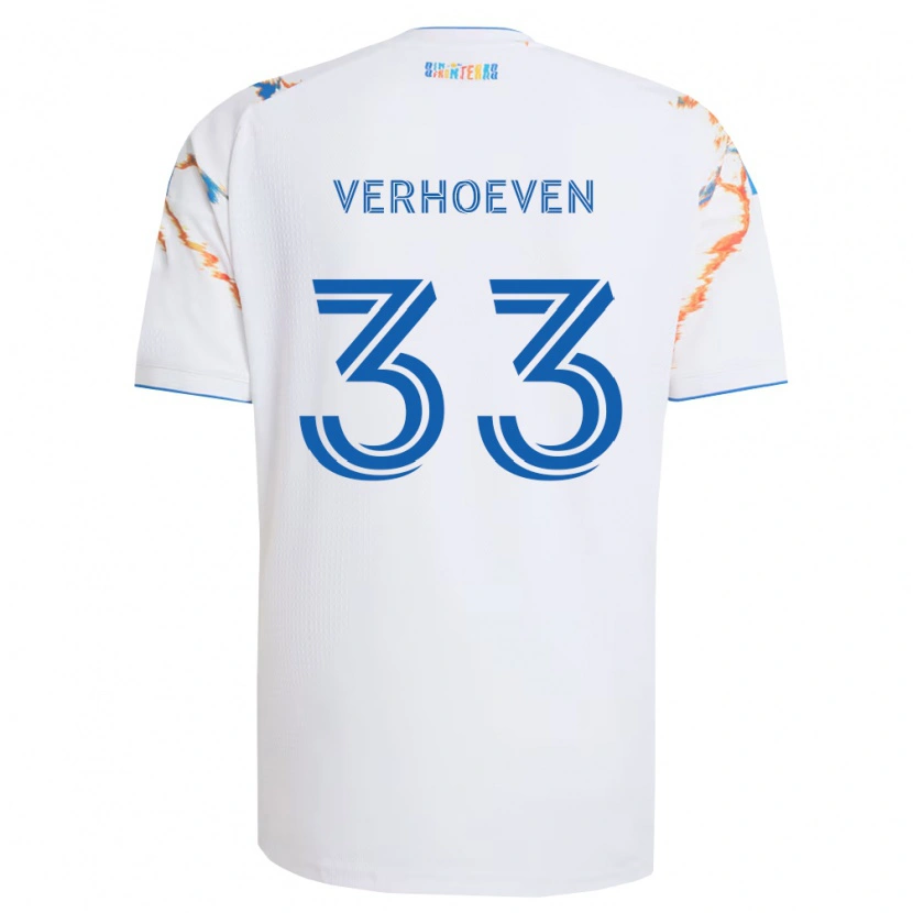 Danxen Mulher Camisola Oscar Verhoeven #33 Branco Laranja Azul Alternativa 2026/27 Camisa