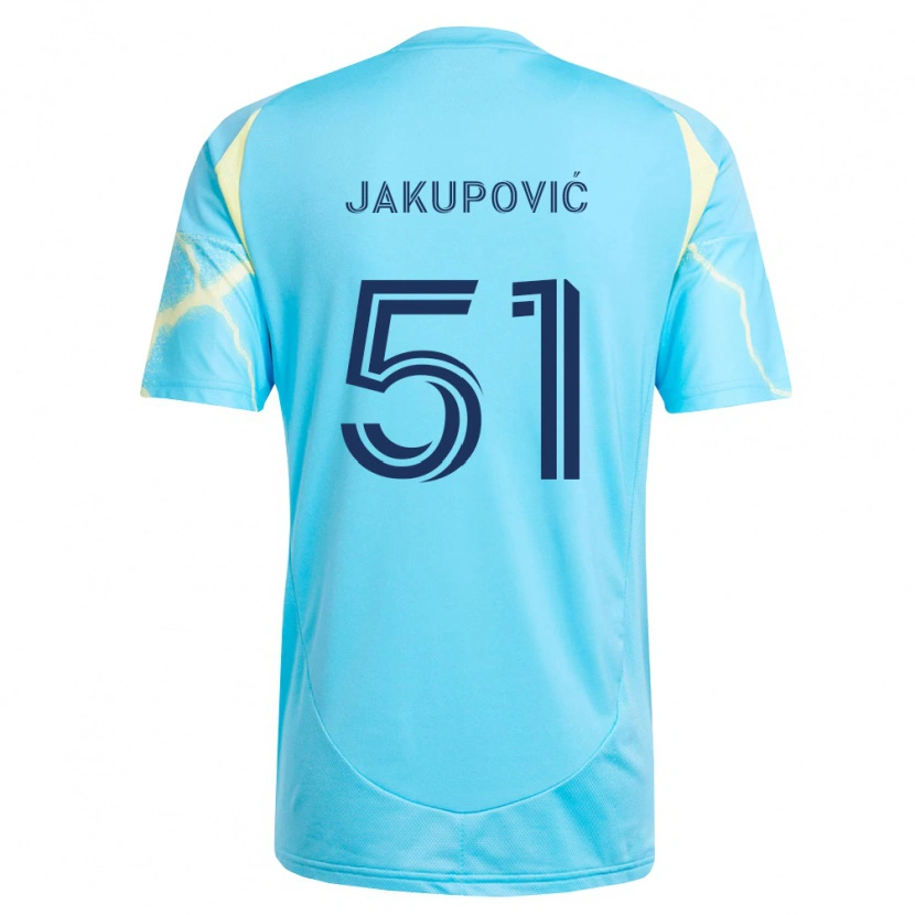 Danxen Mulher Camisola Malik Jakupović #51 Azul Claro Preto Amarelo Claro Alternativa 2026/27 Camisa