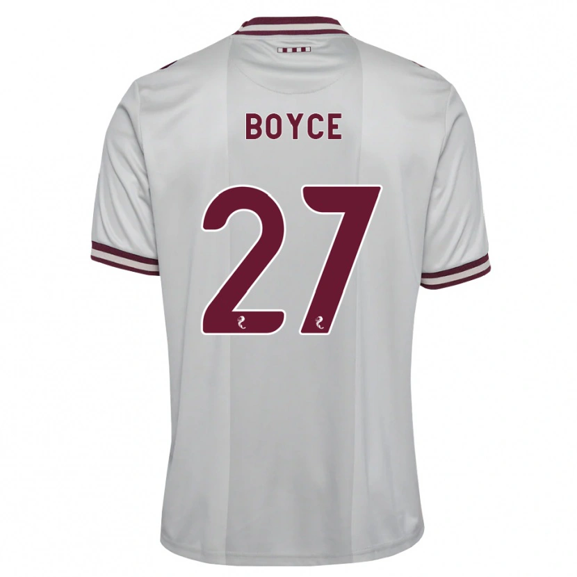 Danxen Mulher Camisola Liam Boyce #27 Branco Borgonha Alternativa 2026/27 Camisa