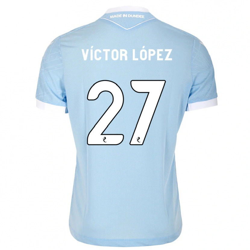 Danxen Mulher Camisola Victor Lopez #27 Azul Céu Claro Branco Alternativa 2026/27 Camisa