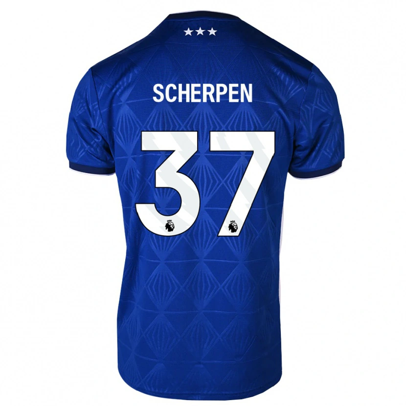 Danxen Criança Camisola Kjell Scherpen #37 Azul Médio Branco Vermelho Principal 2026/27 Camisa
