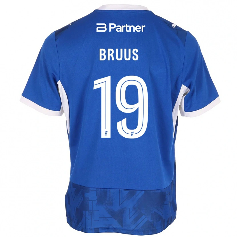 Danxen Criança Camisola Andreas Bruus #19 Azul Médio Branco Principal 2026/27 Camisa