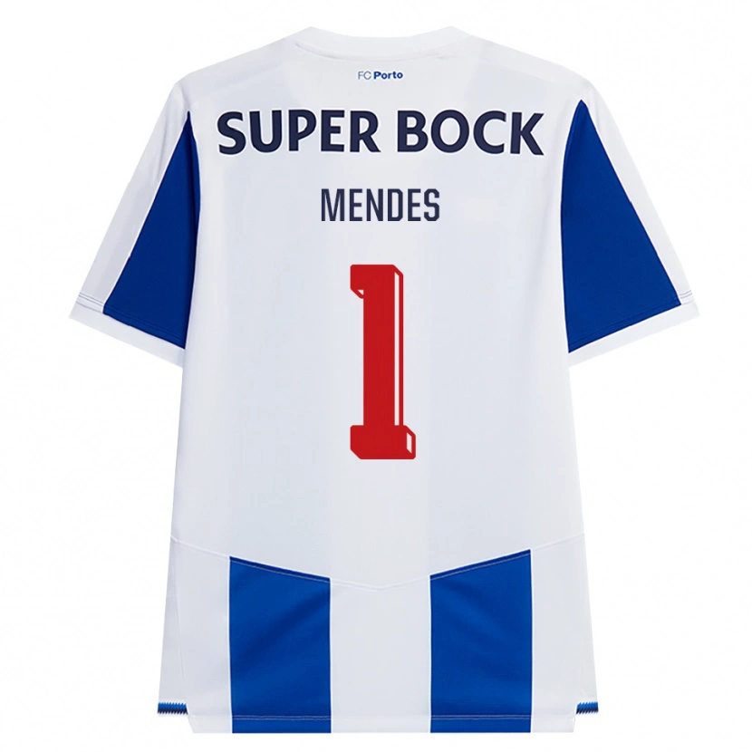Danxen Criança Camisola Francisco Mendes #1 Azul Branco Vermelho Principal 2026/27 Camisa